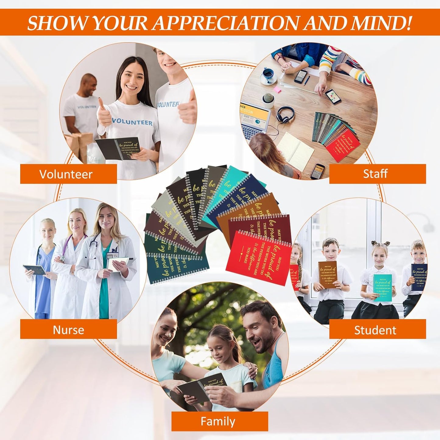 Colarr 60 Pcs A5 Inspirational Spiral Notebook Bulk Appreciation Gift 6x8 Inch Motivational Notepad 100 Page/50sheet Lined College Ruled Journal for Employee Coworker Teacher Nurse (Dark Colors)