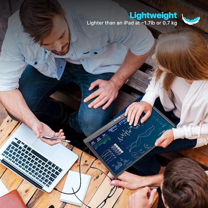 KYY Portable Monitor 15.6inch 1080P FHD USB-C, HDMI Computer Display HDR IPS Gaming Monitor w/Premium Smart Cover & Screen Protector, Speakers, for Laptop PC MAC Phone PS4 Xbox Switch