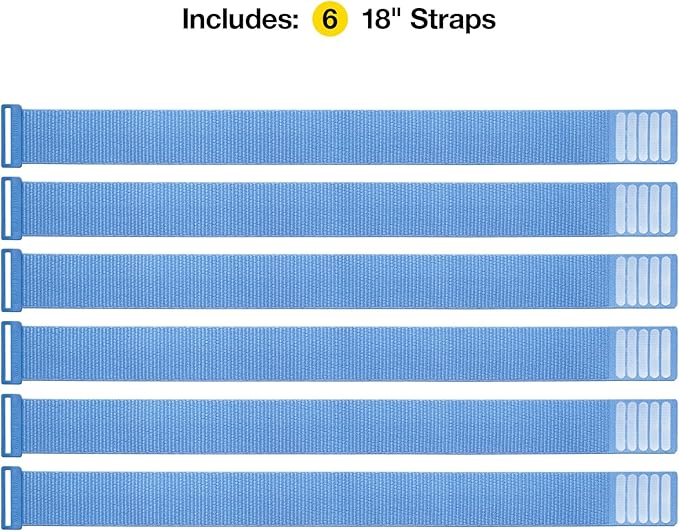 Wrap-It Storage Cinch Straps - 18" (6-Pack) Pacific - Extension Cord Storage Organizer and Cable Ties for Organizing Tools and Appliances