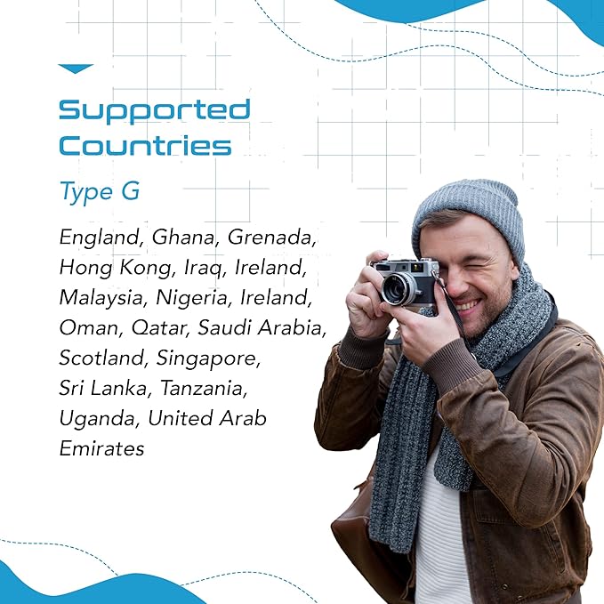 Ceptics US to UK Plug Adapter UK, Ireland Power Adapter Charger 4 Input - Ultra Compact - Light Weight - USA to Any Type G Countries Such as Hong Kong, England and More - 2 Pack (PT-7), White