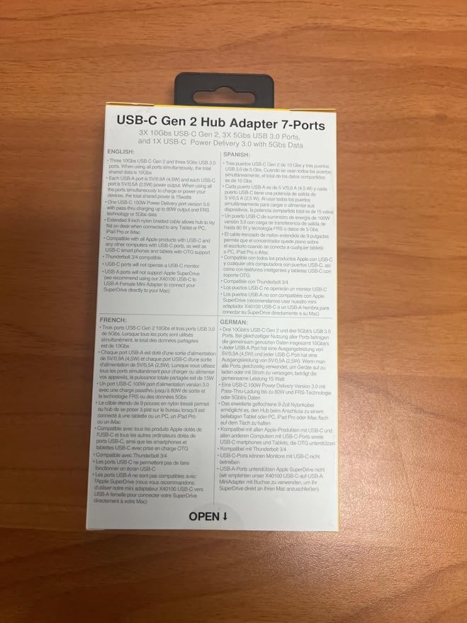 EZQuest USB C Hub Docking Station 7 in 1 with 3 Gen 2 10Gbs Ports, 3 USB A 3.0 Ports, 1 USB C Power Delivery 3.0 with 5Gbs Data, Compatible with MacBook/Dell/HP/Lenovo Laptops