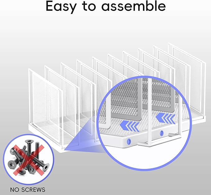 9-Section Desk File Organizer, Vertical File Holder, Mesh Desktop File Folder Metal File Organizer Stand for Office Home Classroom, White