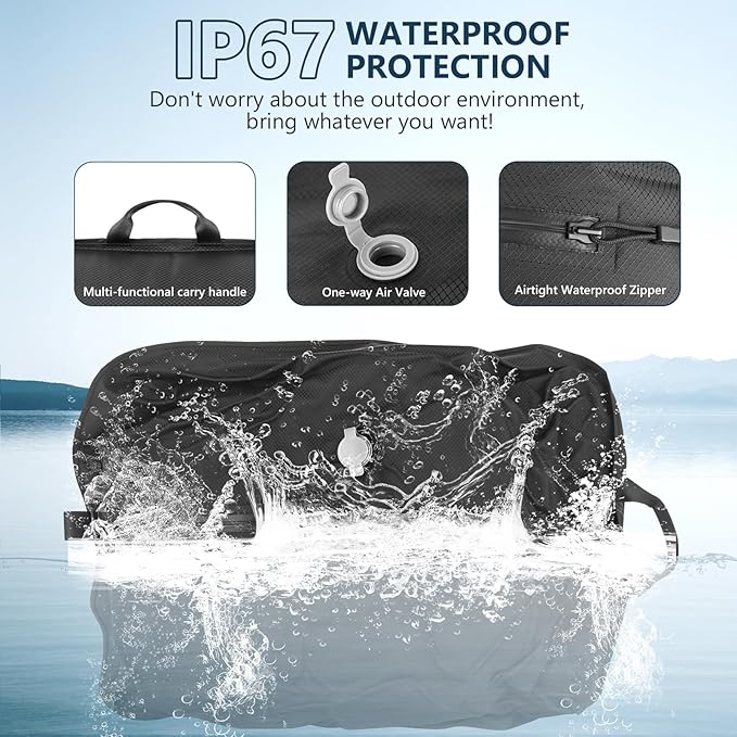 Dobaly 33L Professional Vacuum Bags for Travel with Wireless Vacuum Pump, IP67 Reusable Vacuum Compression Bags for Suitcases and Backpack Space Saver Vacuum Bags Lightweight&Durable (1PC+Pump)