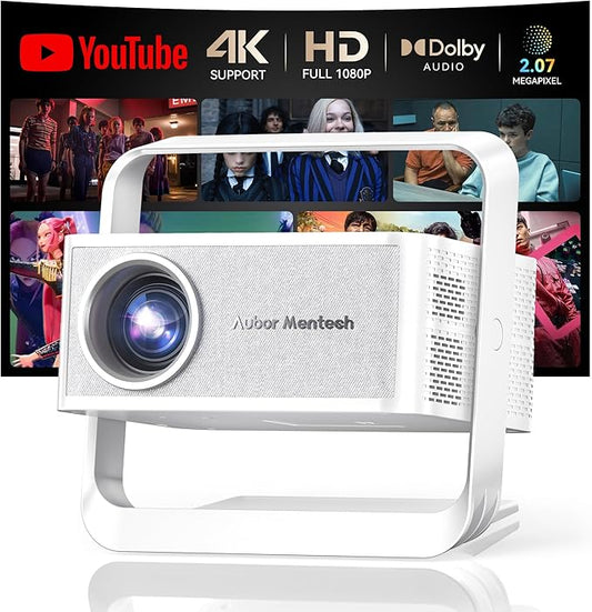 Projector with WiFi and Bluetooth, Smart 4K Projector Built-in 10,000+ APPS for Dolby Audio Home Theater Movie, Native 1080P Portable Outdoor-Proyector with HDR10+