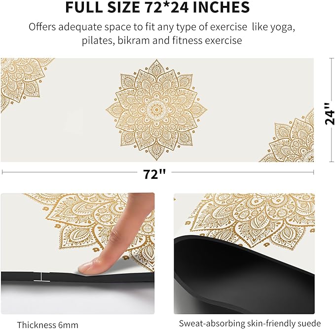 nuveti Yoga Mat Print Extra Thick TPE Non Slip Fitness Exercise Mat with Carrying Bag,72"x24" Extra Thick 6MM Exercise & Workout Mat for Yoga, Pilates Fitness and Floor Exercises