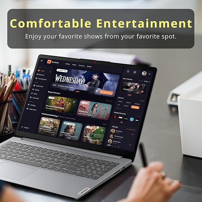 Lenovo Ideapad 1 15.6" HD Anti-Glare Laptop, Intel Celeron N4500, 8GB RAM, 416GB Storage(256GB SSD+160GB Docking Station Set), Intel UHD Graphics, Num Pad, Webcam, Win 11s, Grey