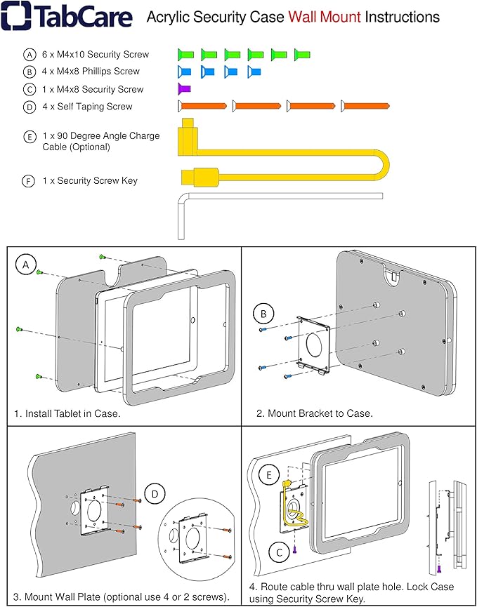 TABcare Security Anti-Theft Acrylic VESA Enclosure for Samsung 9.7" Tablet with Wall Mount Kit (Black, TAB S2 9.7)