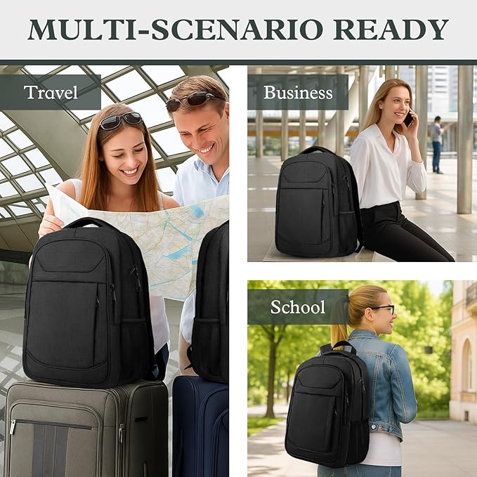 Laptop Backpack,Travel Backpack For Men Women,17 Inch Extra Large Laptop Bag Airline Approved for Business Work College School Backpack, Travel Daypack Bag Gifts for Men Women, Black