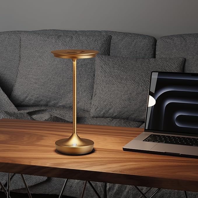 LED Rechargeable Cordless Table Lamps, Portable Outdoor Battery Operated Table Light 3 Color Stepless Dimming Table Lamp with Memory Function for Patio Restaurant Dining Room Bronze