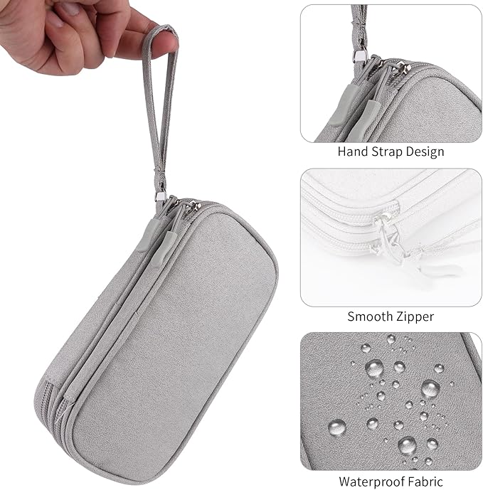 JIAKAI Travel Cable Organizer - Electronics Accessories Bag(Double Layer - Grey)