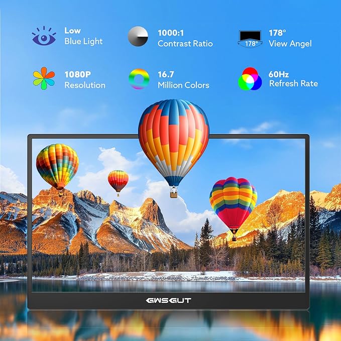 Portable Monitor Touchscreen 15.6'' FHD 1080P USB-C HDMI Ultra-Slim Gaming Display, Built-in Stand Speakers HDR IPS,for Laptop PC Mac Phone PS4/5 Travel Monitors (1080p Touchscreen, 15.6")