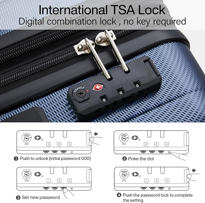 Hanke 24 Inch Expandable Checked Luggage Lightweight PC Hard Case Luggage Suitcases with Wheels Travel Luggage Rolling Large Suitcase Travel Luggage Bag for Go to University.(Dark Blue)