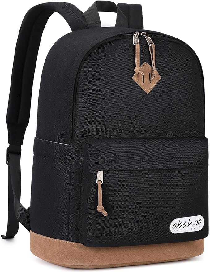abshoo Classical School Backpack For Middle High School Water Resistant Bookbag College Travel Daypack (Black)