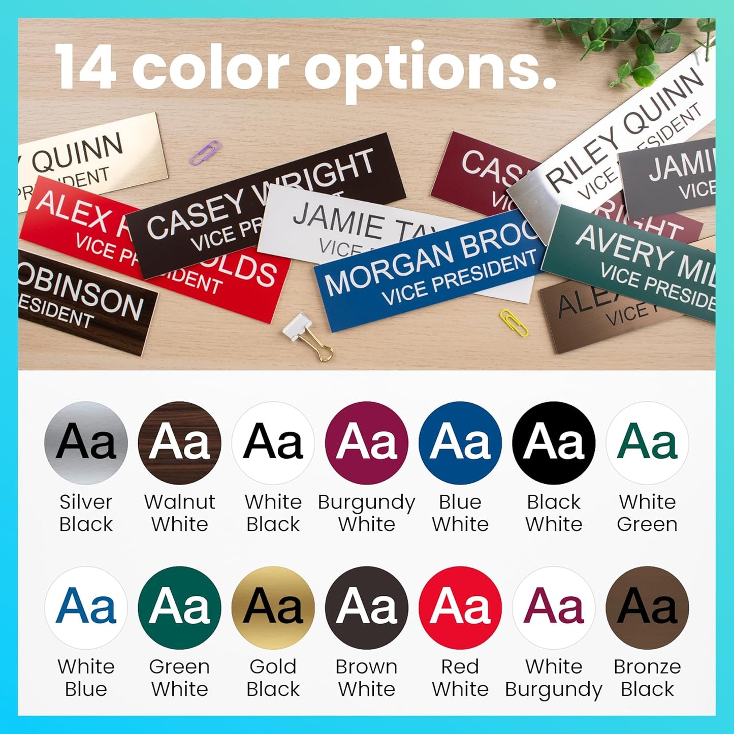 ExcelMark 2" x 10" Custom Engraved Name Plate with Square Corners