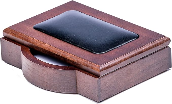 Dacasso Walnut and Black Leather Desk Set, 10-Piece, 34" x 20"