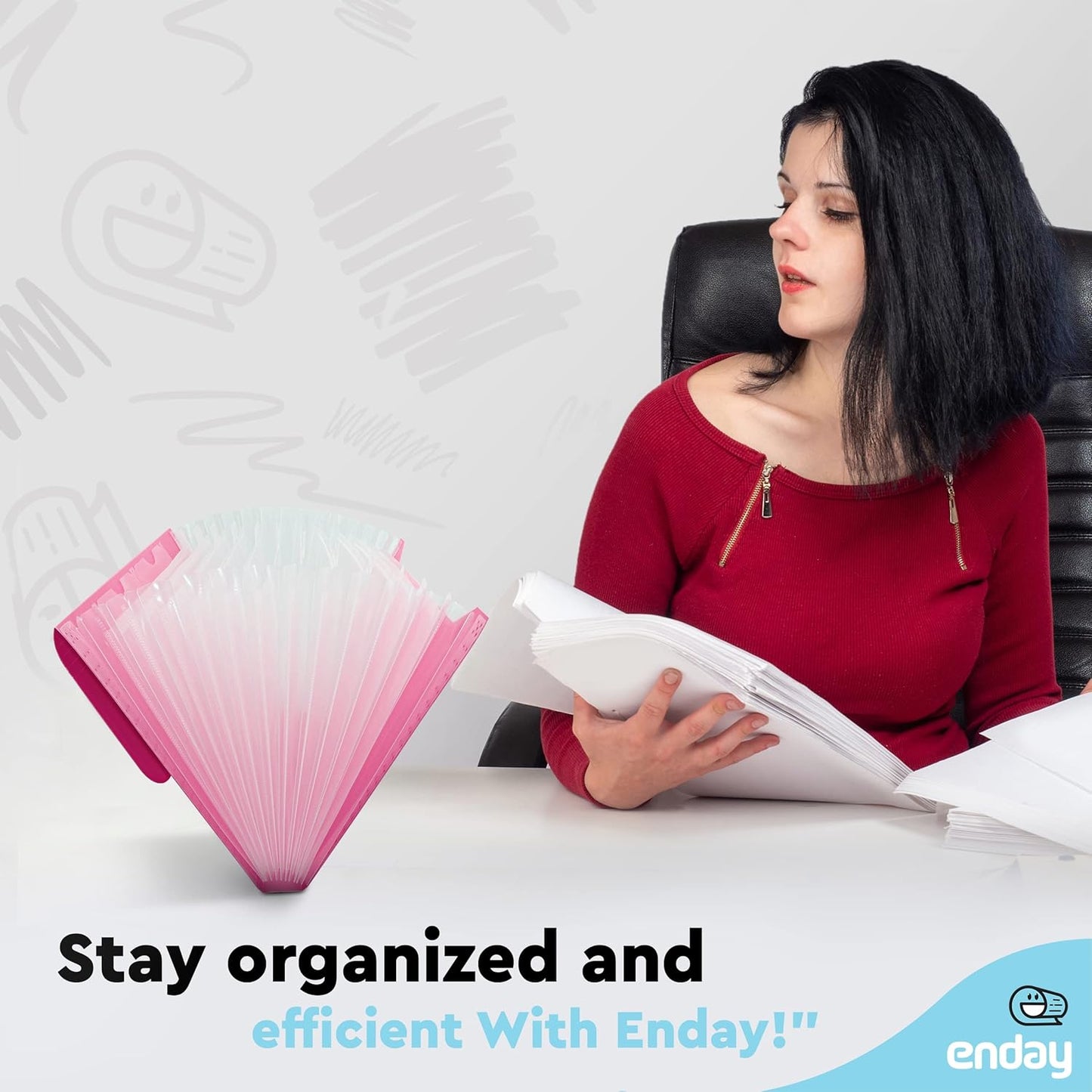 Accordion File Organizer, 13 Pocket Expanding File & Cover Folder with Labels, Plastic Portable Desktop Supplies Letter A4 Paper in Purple, Pink, Red, Multicolor, (3 Pack) – by Enday