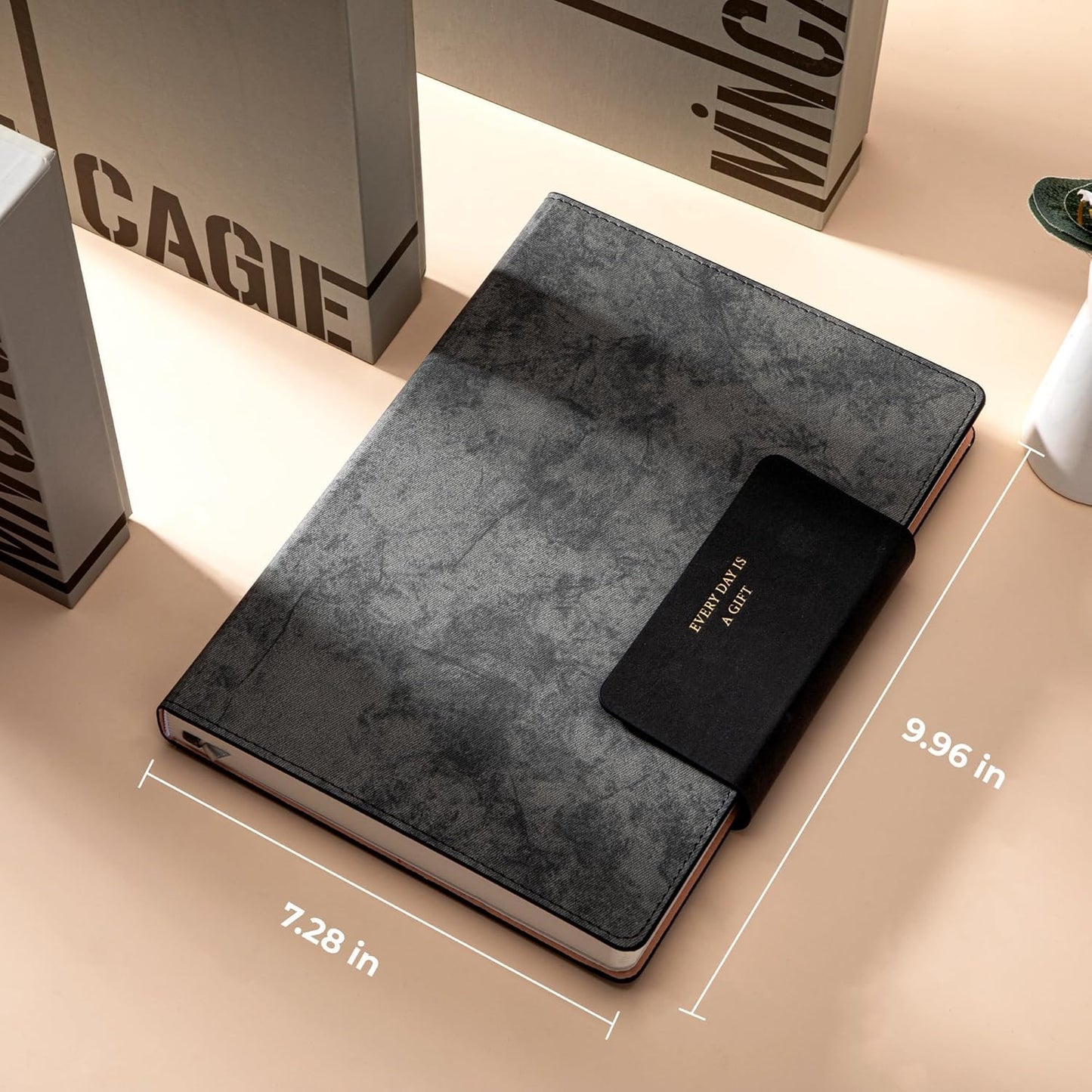 Leather Journal for Men 320 Pages B5 Large Journaling Notebooks with 100 GSM Thick Paper Journals for Writing Notebook for Men & Women with Buckle Closure Work Diary, 7.28" x 10.23", Grey