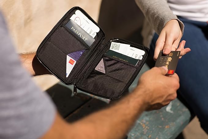 Passport Holder Family up to 6 Passports, Large Passport Wallet and Premium Travel Document Holder Organizer with RFID Anti-Theft Blocking - Black