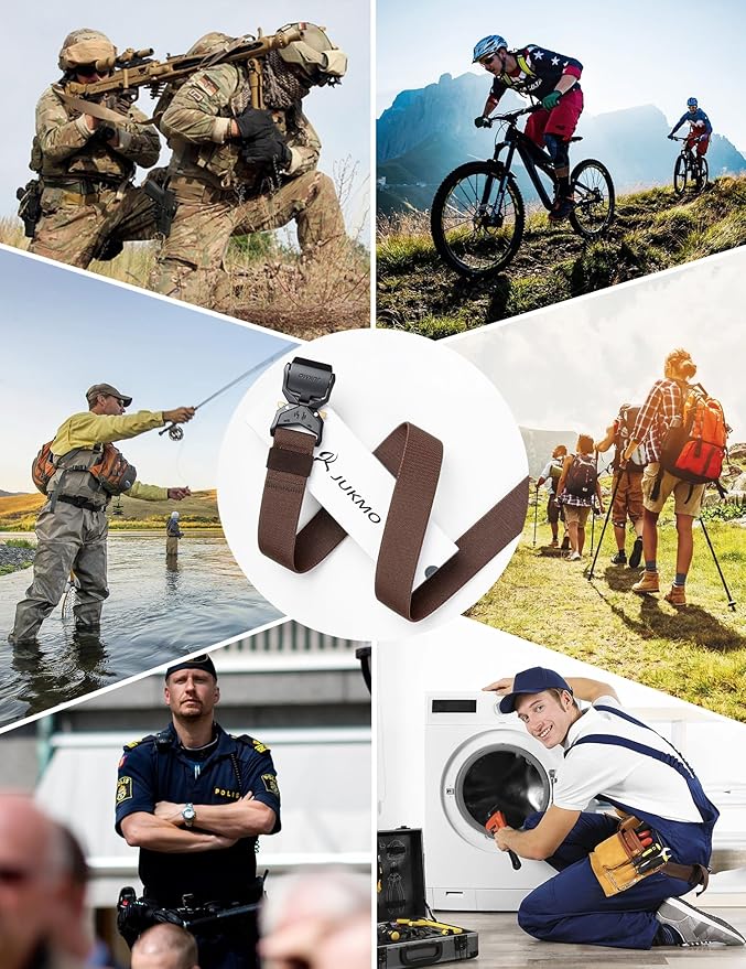 JUKMO Tactical Belt, Military Hiking Rigger 1.5" Nylon Web Work Belt with Heavy Duty Quick Release Buckle