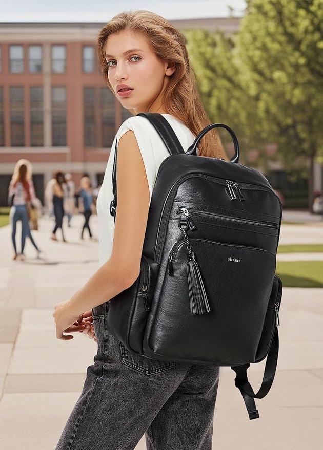Shrrie Laptop Backpack for Women Fits 16 inch Laptop,Designer Backpacks for Women with Computer Compartment to Business （Black）