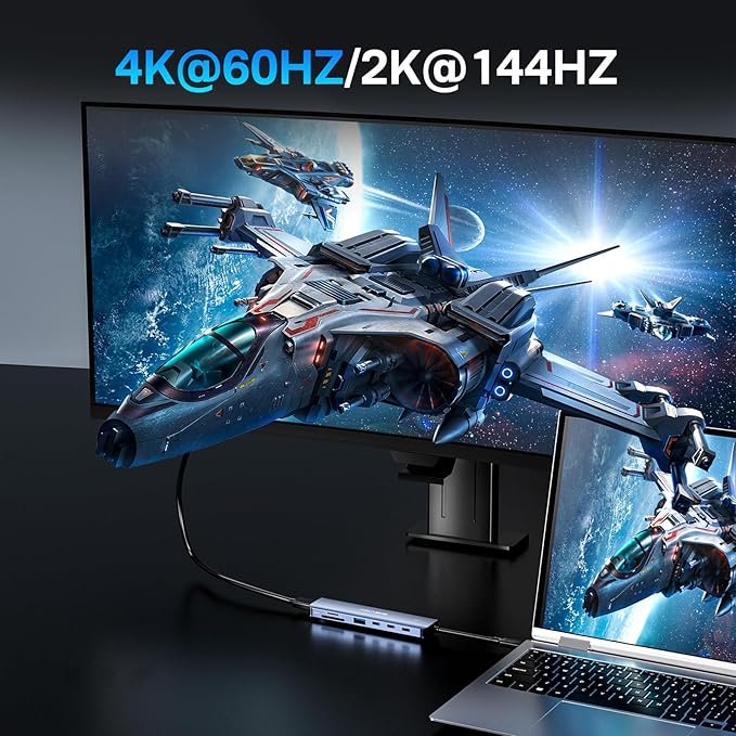 ACASIS USB C Hub to HDMI,10Gbps USBC Hub Multiport Adapter with 4K@60HZ HDMI,2*USB-C,1*USB-A,PD 100W,SD/TF Card Reader,7-in-1 USBC Splitter Adapter for MacBook, Mac mini,Laptop