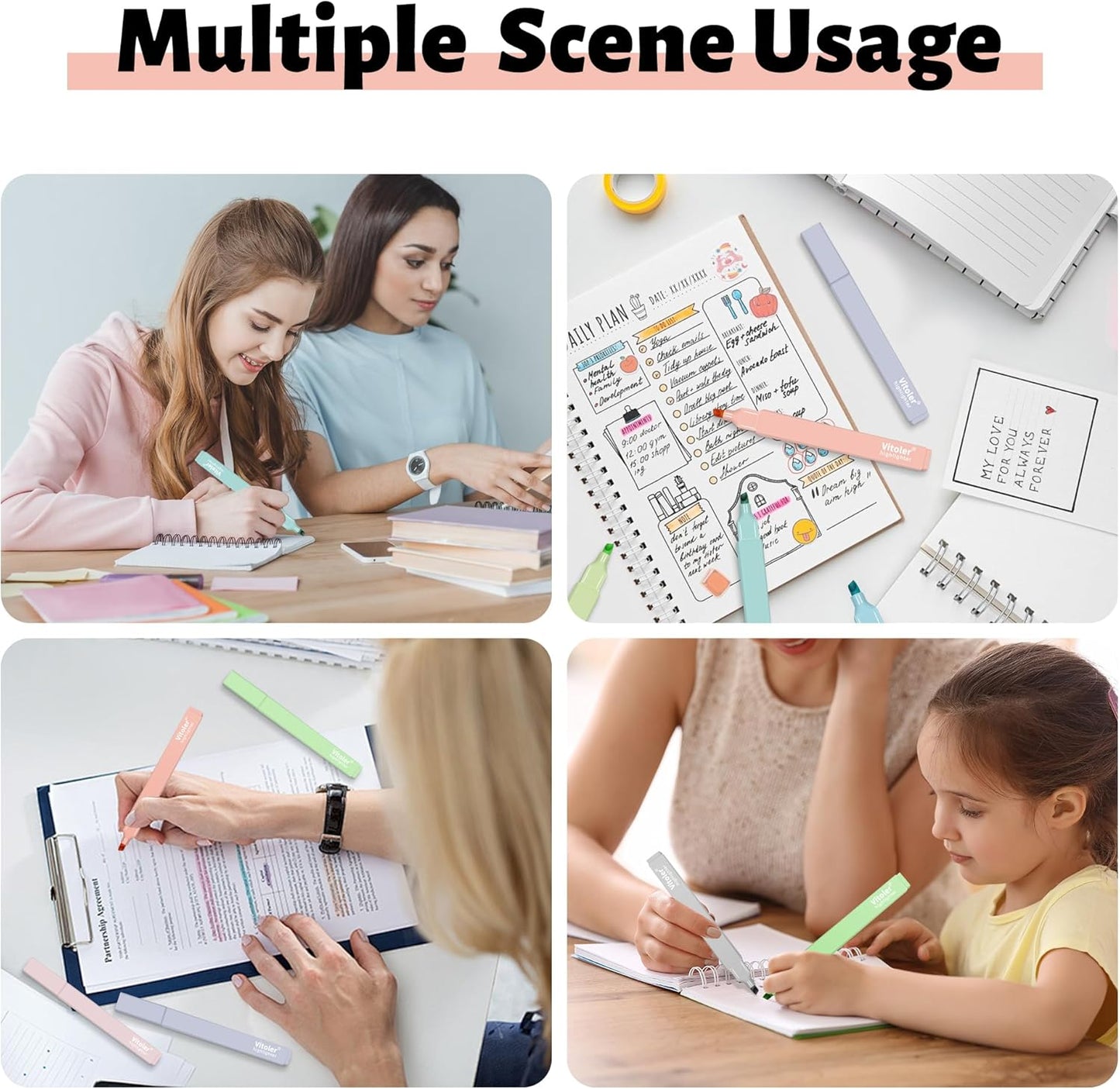 Bible Highlighters,10Pcs Chisel Tip Aesthetic Markers,Pastel Highlighters for Journaling Planner Notes School Supplies