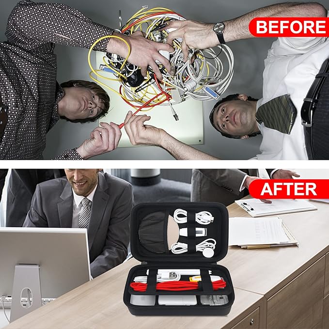 BOVKE Travel Cable Organizer Hard Protective Case