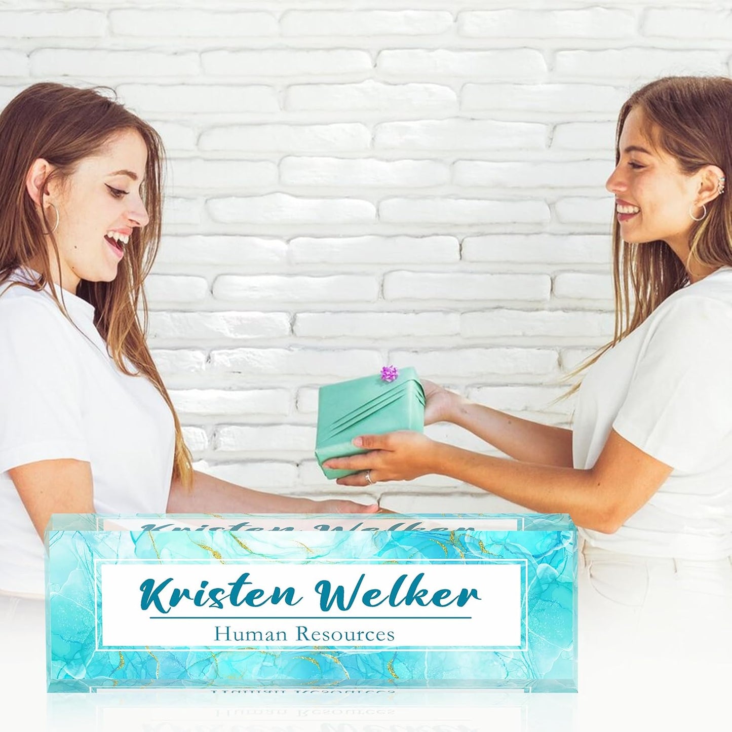 Office Desk Name Plate Personalized, Custom Name Plates for Desks, Name Plate Personalized for Office, Employee Appreciation Gifts (Marble of The Waves)