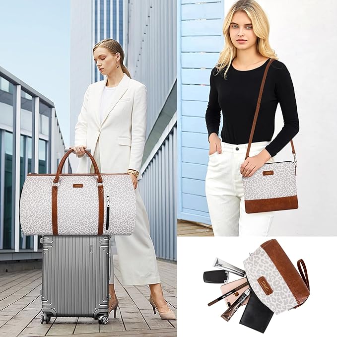 4pcs Convertible Garment Duffel Bag for Travel - 50L 2-in-1 Carry On Weekender Overnight Bag with Toiletry Bag, Fits Suits & Dresses, Trolley Sleeve, Hanging Suit Compartment, Waterproof Shoe Pocket