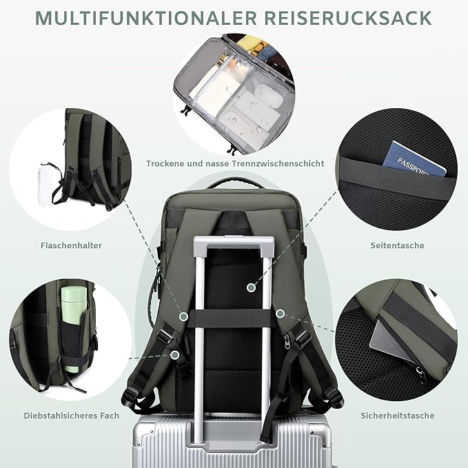 Carry On Travel Backpack, 35L-40L Expandable Extra Large Airline Approved,Lightweight Daypack for Men and Women