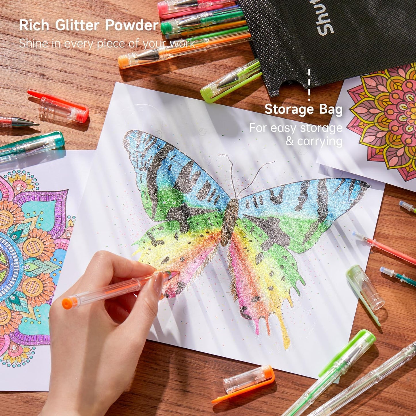 Shuttle Art 80 Pack Glitter Gel Pens, 40 Colors Glitter Gel Pens Set with 40 Refills for Adults Coloring Books Drawing Crafts Scrapbooking Journaling