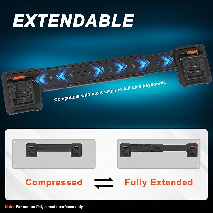 MEKASS Computer Keyboard Stand for Desktop, Adjustable Keyboard Riser, Extendable Holder, Non Slip, Ergonomic Office Desk Accessories for Flat-Back Keyboard Only (Orange)