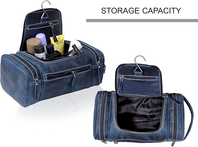 VC VINTAGE COUTURE Leather Toiletry Bag for Men Extra Large Leather Men's Toiletry Bag for Traveling Real Leather Dopp Kit for Men Leather Shaving Bag for Travel