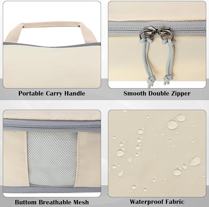 Large Compression Packing Cubes for Travel, 2 Set Compression Bags Travel Cubes for Packing Suitcase Luggage Organizer, Beige