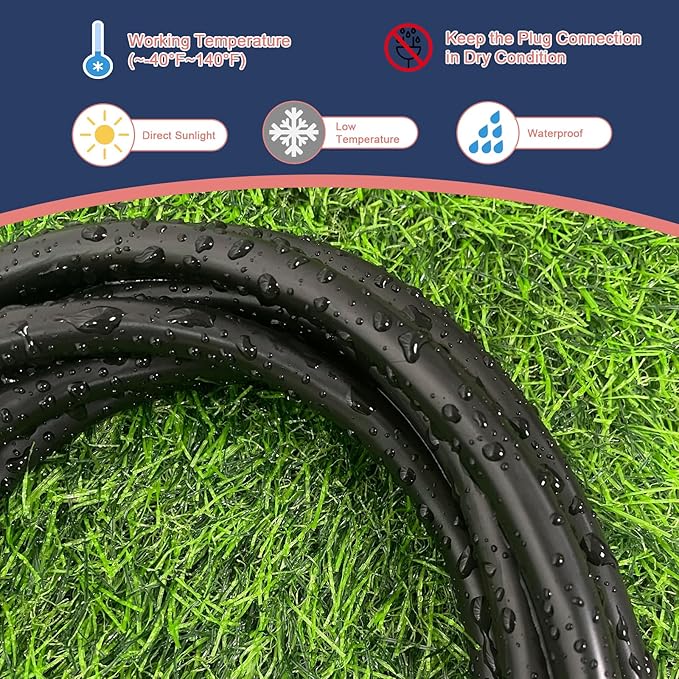 12 Ft Outdoor Extension Cord - 12/3 SJTW Heavy Duty Black Extension Cable with 3 Prong Grounded Plug - Power Cord for Lawn, Garden, Appliances