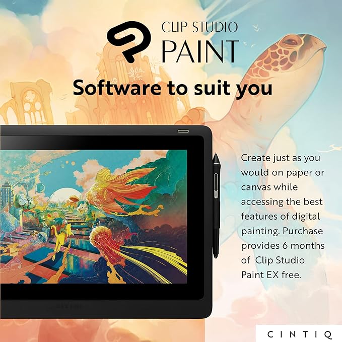 Wacom Cintiq 16 Drawing Tablet with Screen, 15.4" Full HD Display Graphic Arts Tablet Includes Pro Pen 2 w/ Tilt Response, Graphic Design Animation Display Pad for Mac, PC