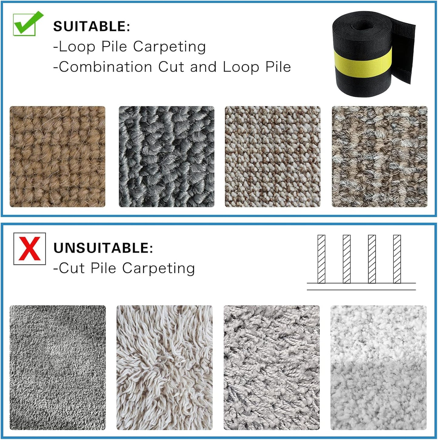 WILLBOND Carpet Cord Cover Cable Grip Floor Cover Cable Protector Management Only for Commercial Office Carpet(Black and Yellow,39.37 ft)