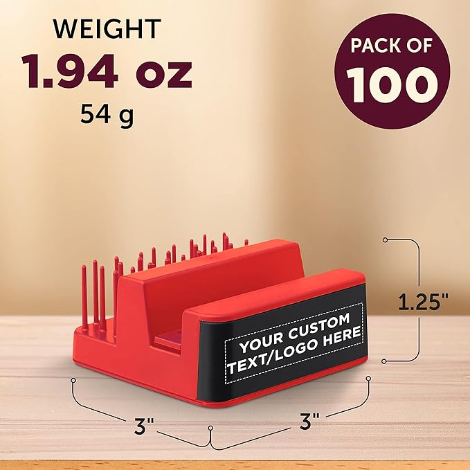 DISCOUNT PROMOS Custom Light Up Logo Phone Stands Set of 100, Personalized Bulk Pack - Essential Smartphone Accessory, Perfect for Office and Home - Red