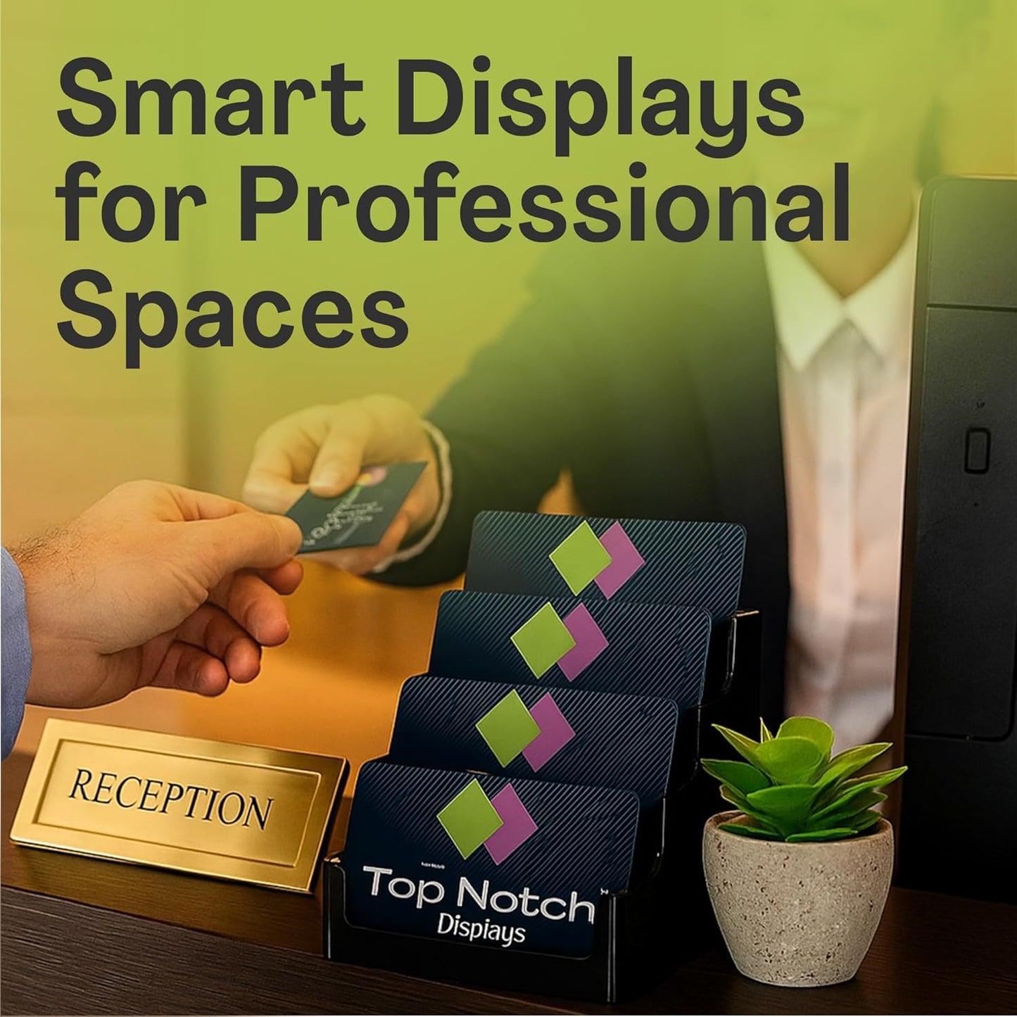 4 Tier Black Acrylic Business/Gift Card Holder, Fits standard-sized business cards or gift cards, For Use In Office, Retail, and Hospitality - Pack of 8