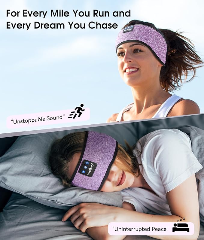 MUSICOZY Sleep Headphones Bluetooth 5.4 Headband, Wireless Earphones Music Sleep Earbuds Sleeping Eye Mask with HD Stereo Speakers for Workout Running Travel Yoga, Ideal Gifts for Women Men