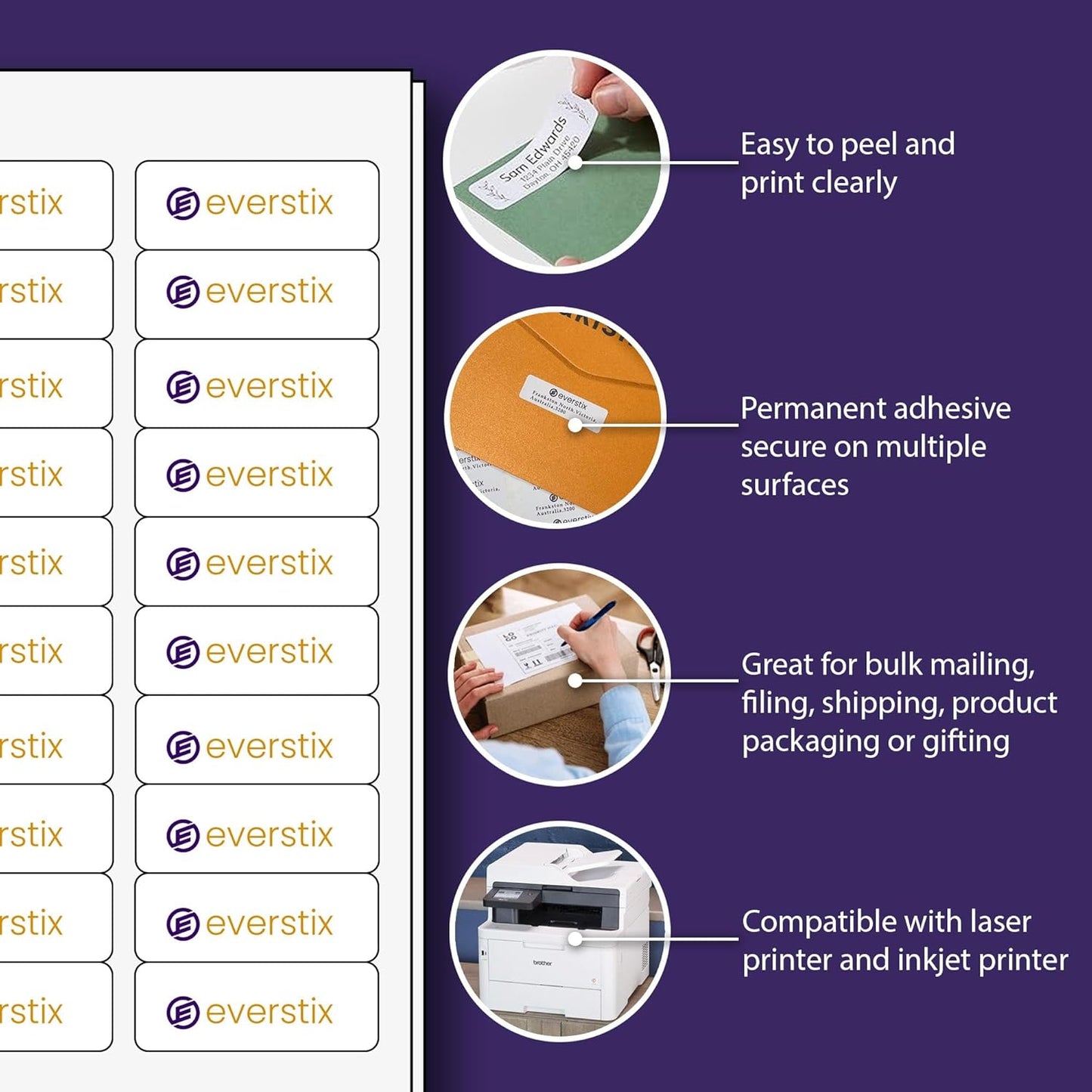 1/2" x 1-3/4", 100 Sheets, 8000 Return Address Labels for Laser & Inkjet Printers, Letter Size