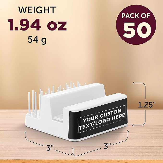 DISCOUNT PROMOS Custom Light Up Logo Phone Stands Set of 50, Personalized Bulk Pack - Essential Smartphone Accessory, Perfect for Office and Home - White
