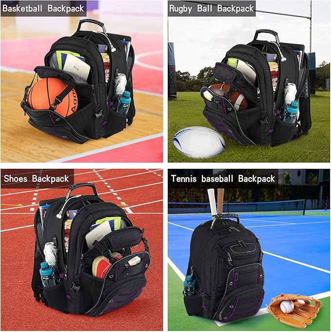 VECKUSON Unisex 18.4 Inch Laptop Backpack, Purple Rfid, For College Students And Adults