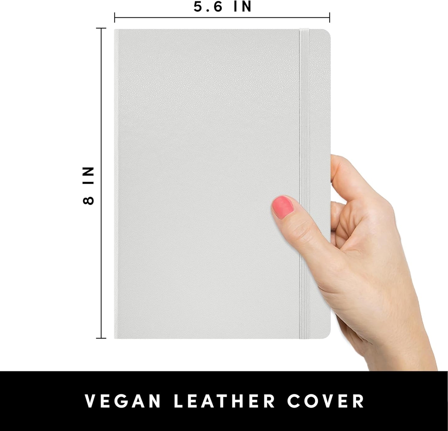 PAPERAGE Dotted Journal Notebook, (Light Grey), 160 Pages, Medium 5.6 in x 8 in - 100 GSM Thick Paper – Hardcover Journaling Notebook for Work, School & Bullet Journaling