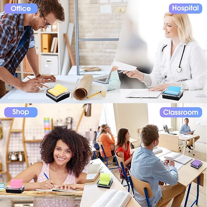 4 Pieces Pop up Notes Dispenser Black Base Sticky Note Holder Clear Top Sticky Pad Holder for Desk Sticky Pad Container Acrylic Memo Organizer Fits for 3 x 3 Inches Reminder School Office Home Store