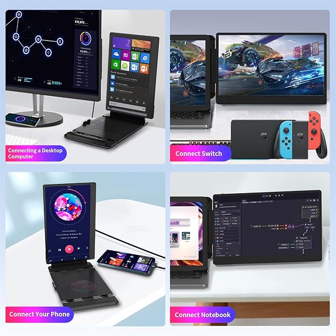 Laptop Screen Extender Portable Monitor, Dual Monitor Extender for Laptop, 14" Screen 1080P FHD Display, Fit for 13-17" Laptops, Plug & Play Compatiable with Windows, Mac, Chrome, Android and Switch