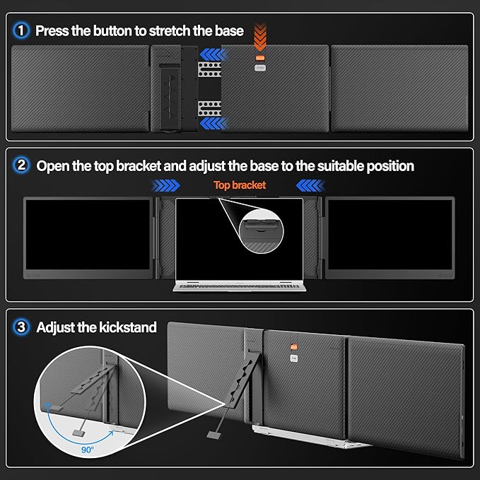 2025 Upgraded Laptop Screen Extender Portable, 14" 1080P FHD IPS Screen, Monitor Extender for Laptop, Fit for 13-17", Plug & Play Compatiable with Windows/Mac/Chrome/Android/Switch