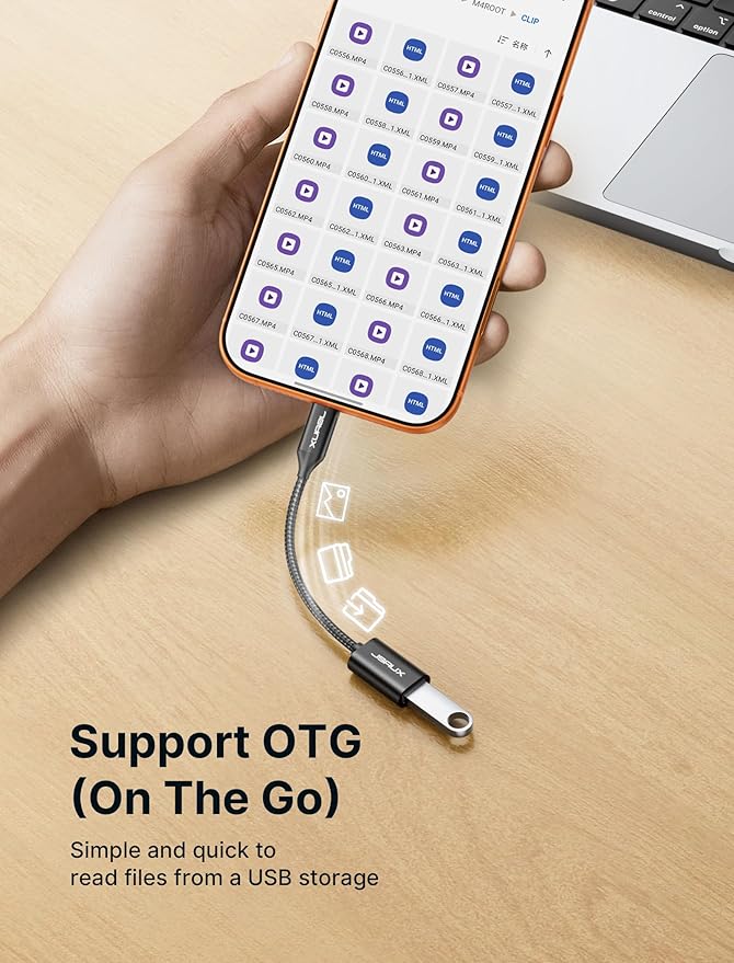 JSAUX USB C to USB 3.0 Adapter [2 Pack], USB C Male to USB Female OTG Cable Adapter Compatible with MacBook Pro/Air, iPhone 17 Pro Max/iPhone Air/16e/16/15 Series, Samsung Galaxy S25/S24/S23-Black