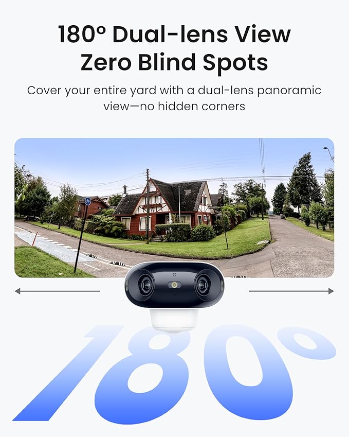 REOLINK Argus 4 Pro 4K Solar Camera Outdoor Wireless, Dual-Lens 180° View for Home Security, ColorX Night Vision, No Subscription, Smart Detection, Local Storage, Wi-Fi 6, Home Hub Compatible