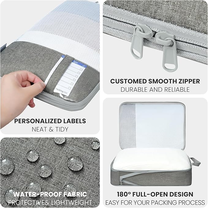 8 Set/6 Set/4 Set Compression Packing Cubes for Travel, Lightweight Vacation Travel Essentials, Travel Accessories for Suitcase Organizer Bags Set, Durable Luggage Organizer